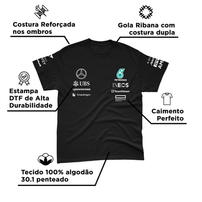 Camiseta Algodão Mercedes 2024 Preta George Russell