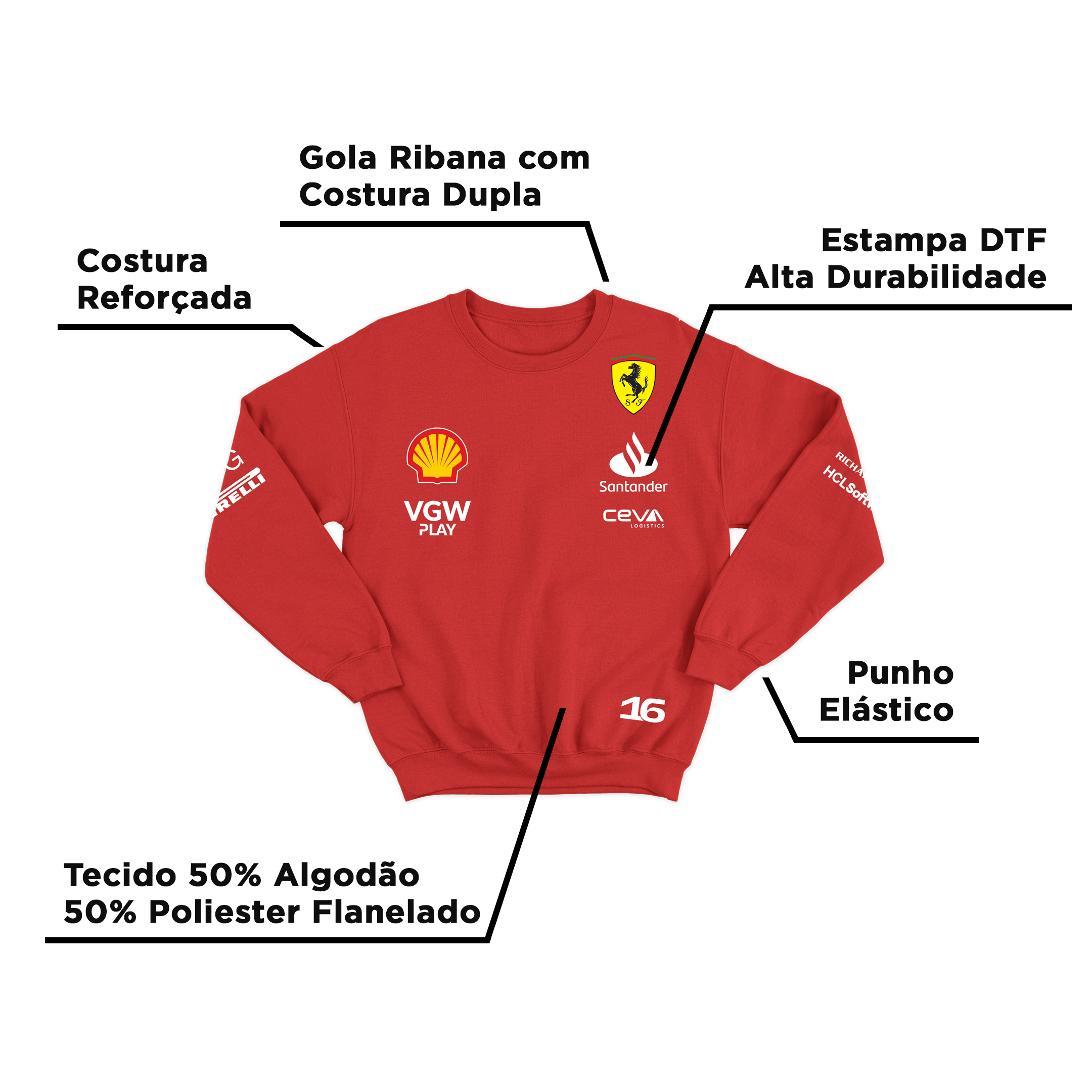 Moletom Ferrari Vermelho 2024 Charles Leclerc