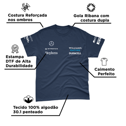 Camiseta Algodão Carlos Sainz Williams Racing Azul Marinho