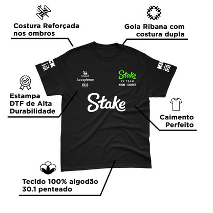 Camiseta Gabriel Bortoleto Stake Sauber 2024 Preta 100% Algodão SN