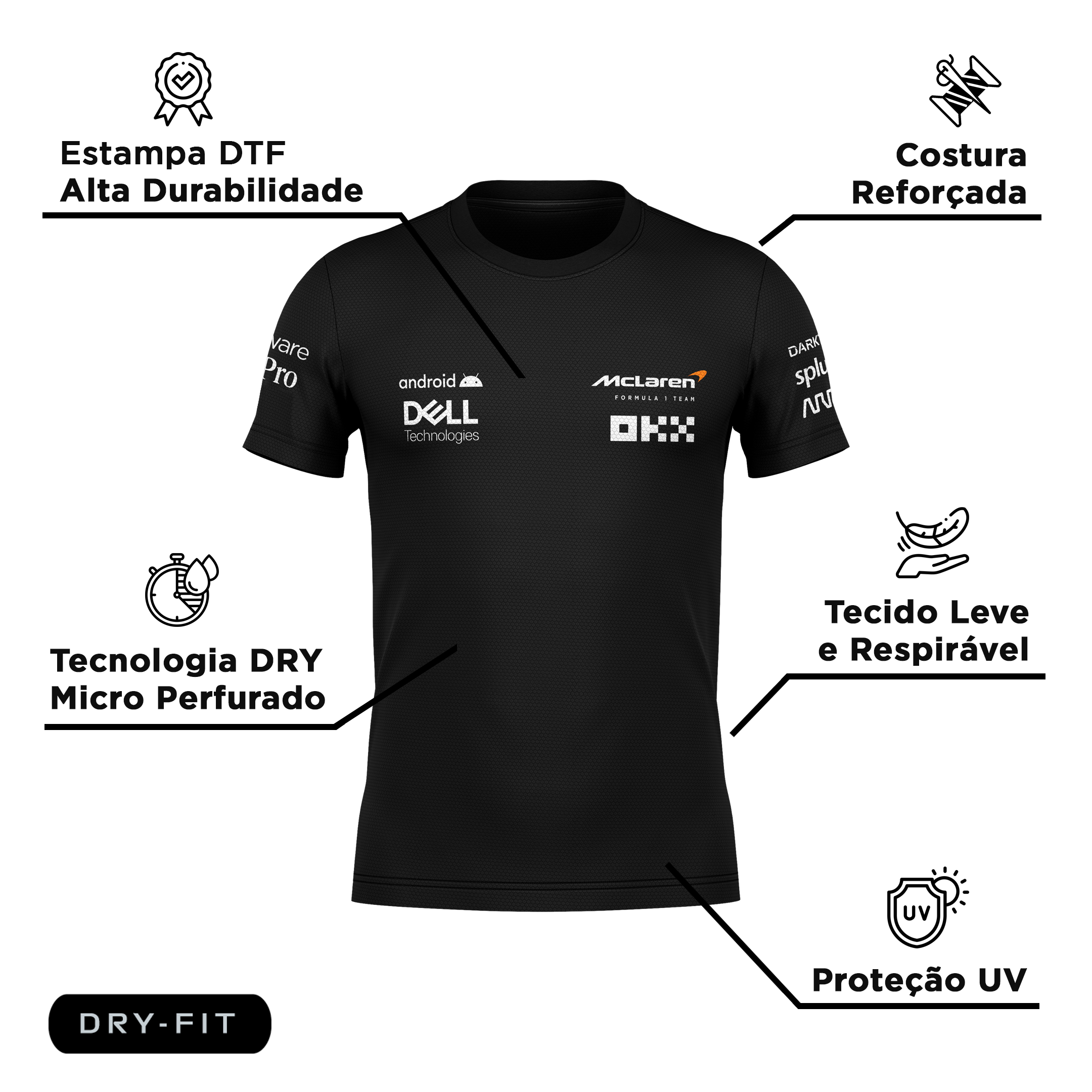 Camiseta DryFit Mclaren 2024 Preta