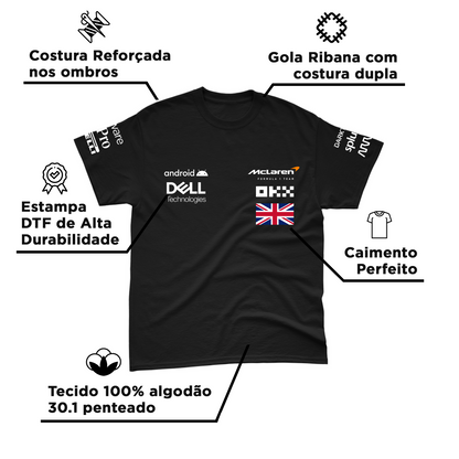 Camiseta Algodão Lando Norris Mclaren 2024 Preta