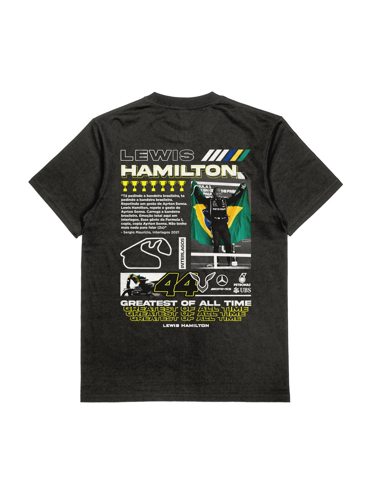 Camiseta Lewis Hamilton Brasil 2021 Moments Oversized