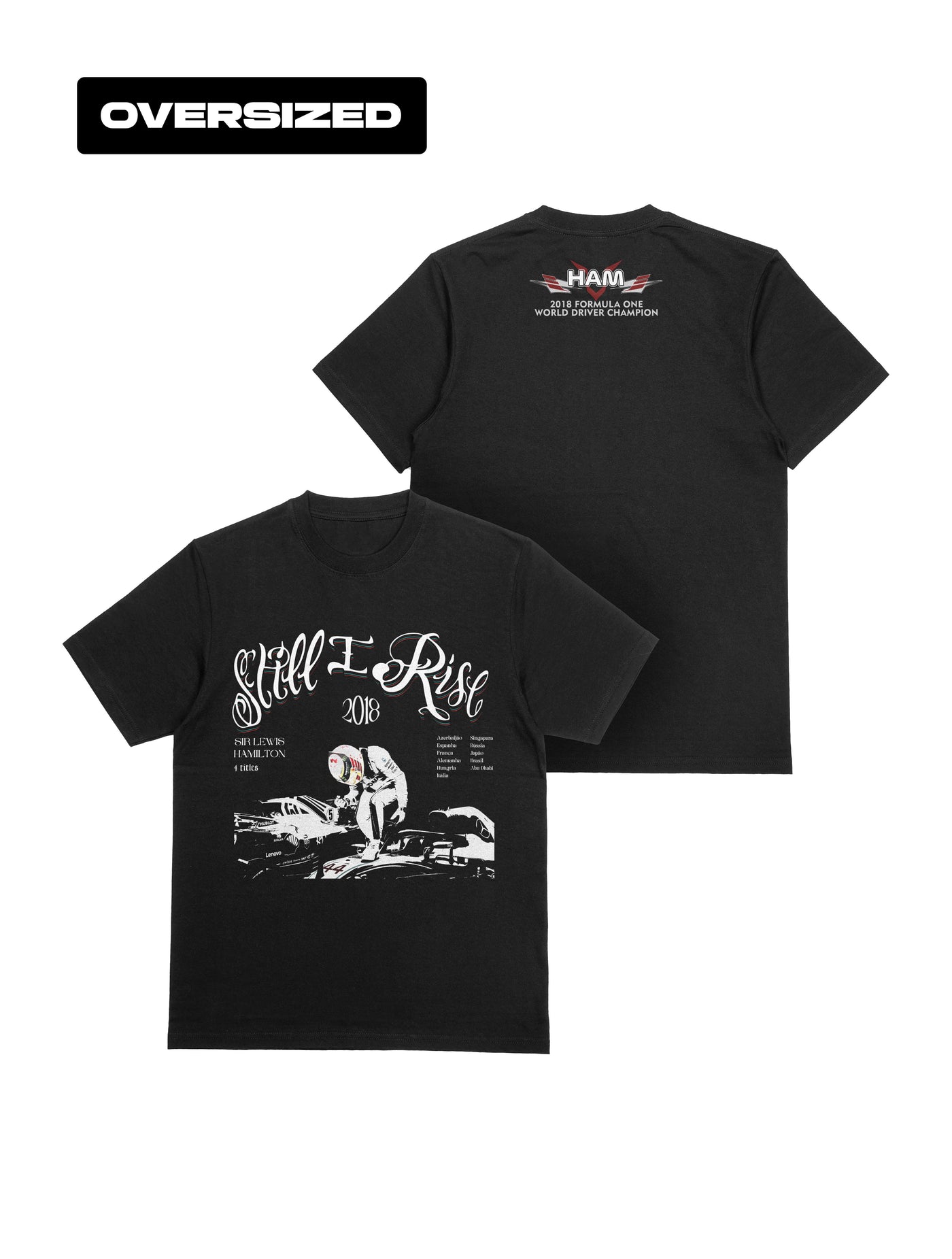 Camiseta Oversized Lewis Hamilton Mercedes 2018 Algodão