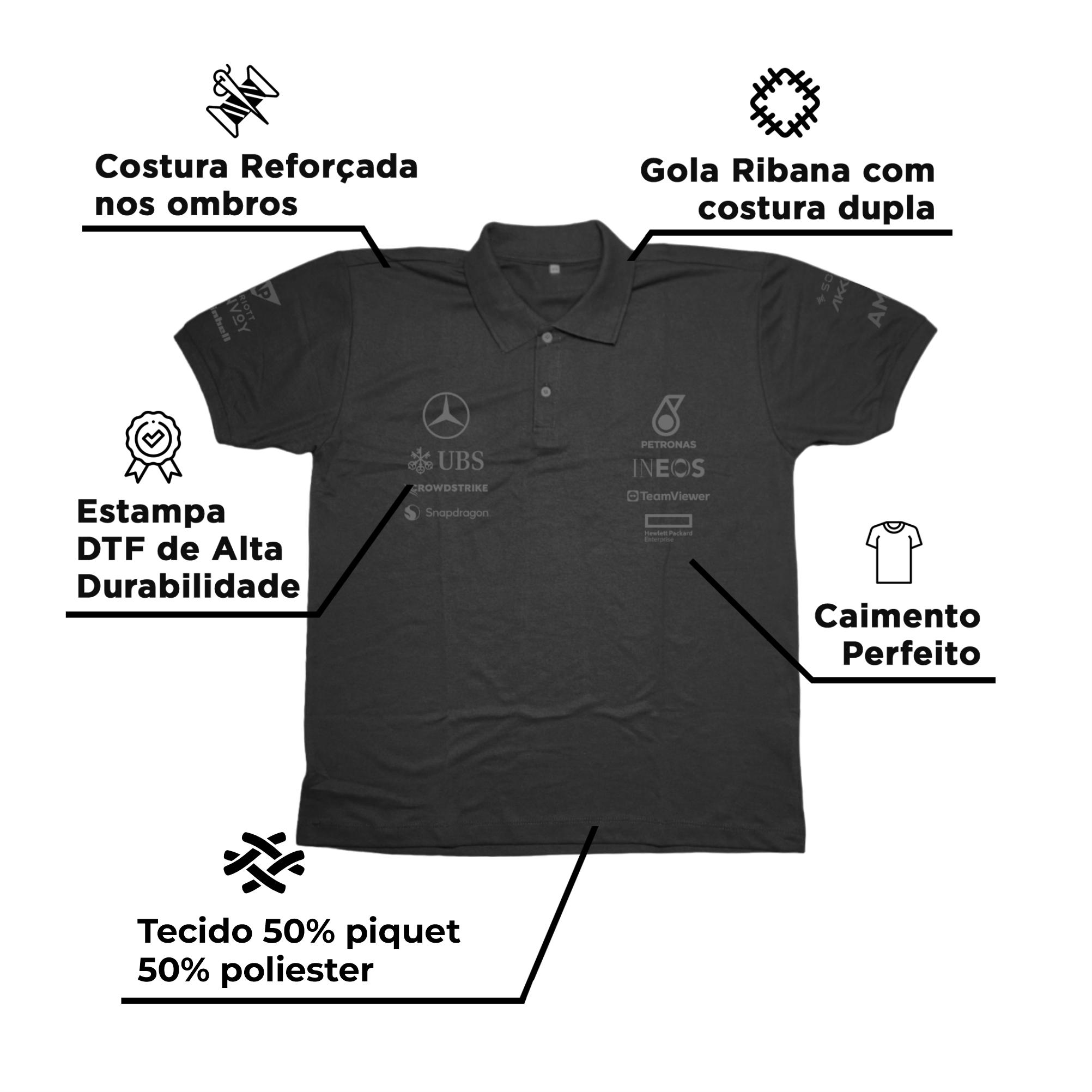 Camisa Polo Mercedes 2024 All Black