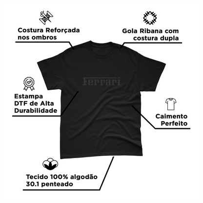 Camiseta Algodão Ferrari All Black v2 SALDÃO FV