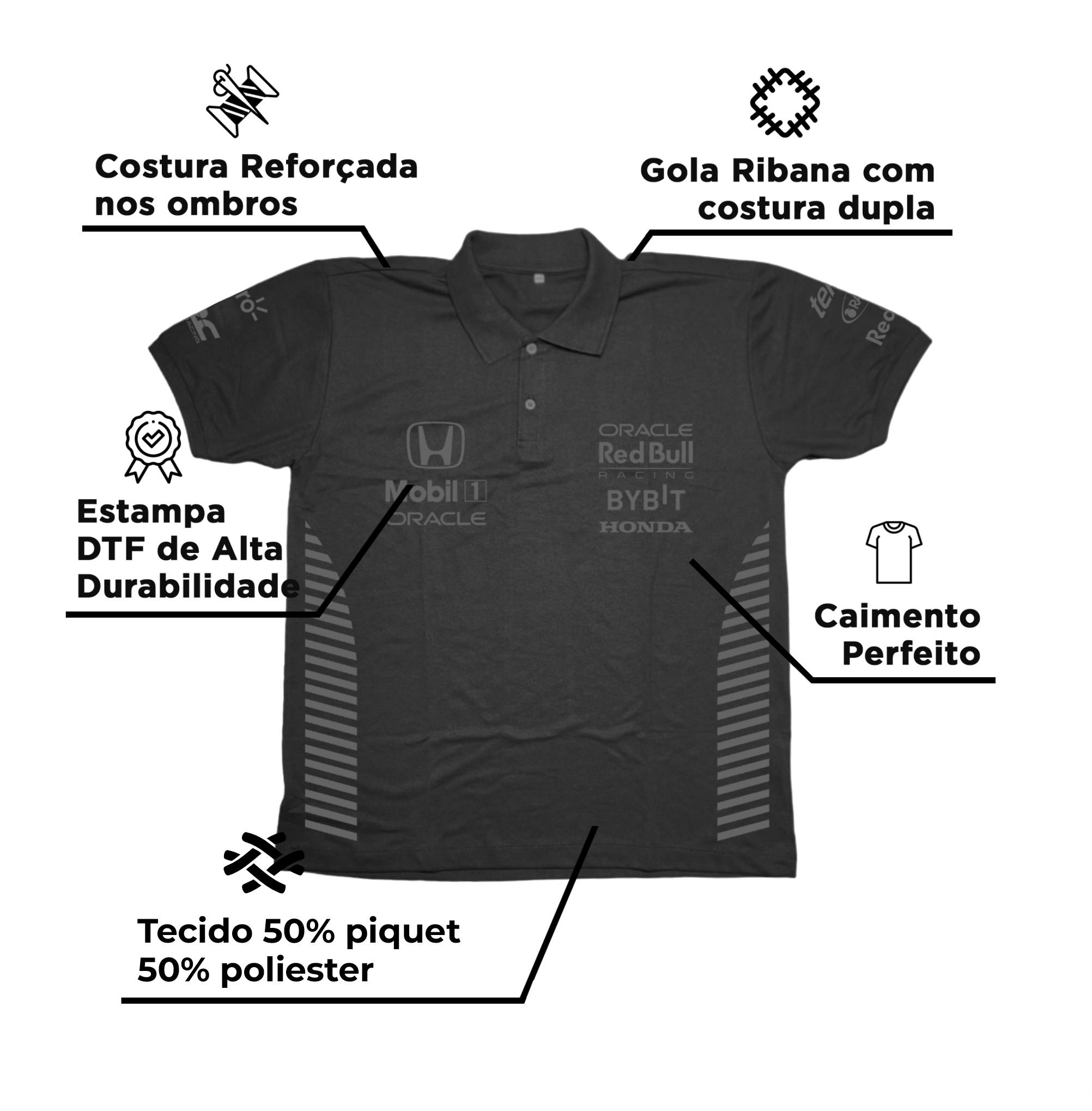 Camisa Polo Red Bull Racing 2024 All Black