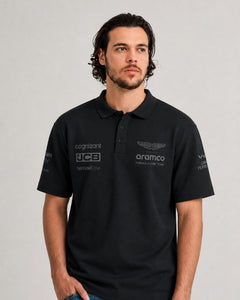 Camisa Polo Fernando Alonso Aston Martin 2024 All Black