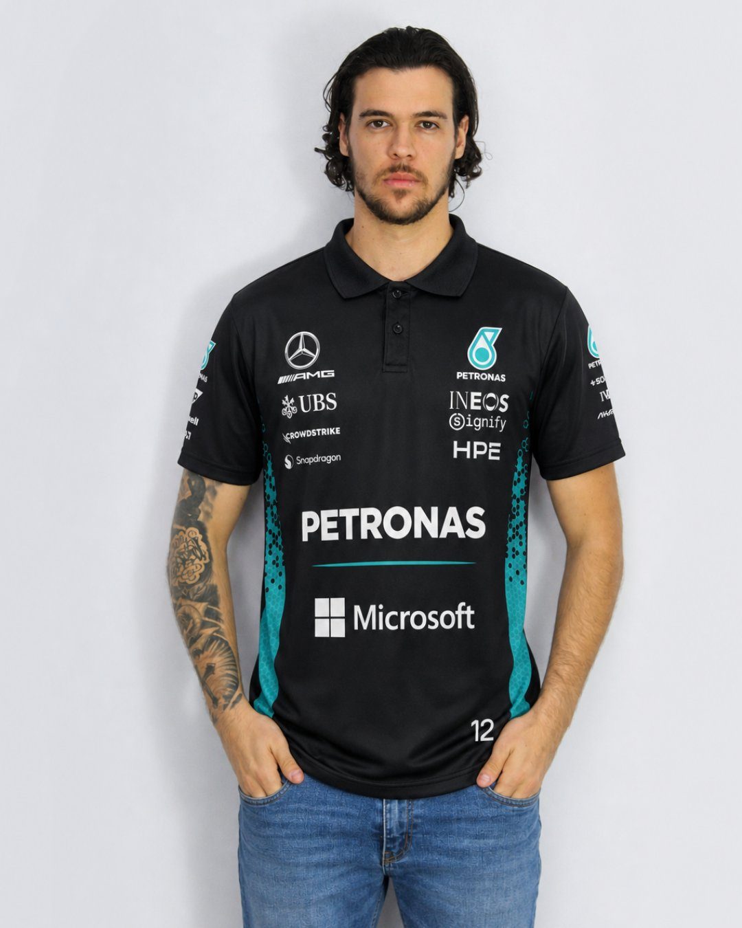 Camisa Polo Kimi Antonelli Mercedes F1 2026 Preta