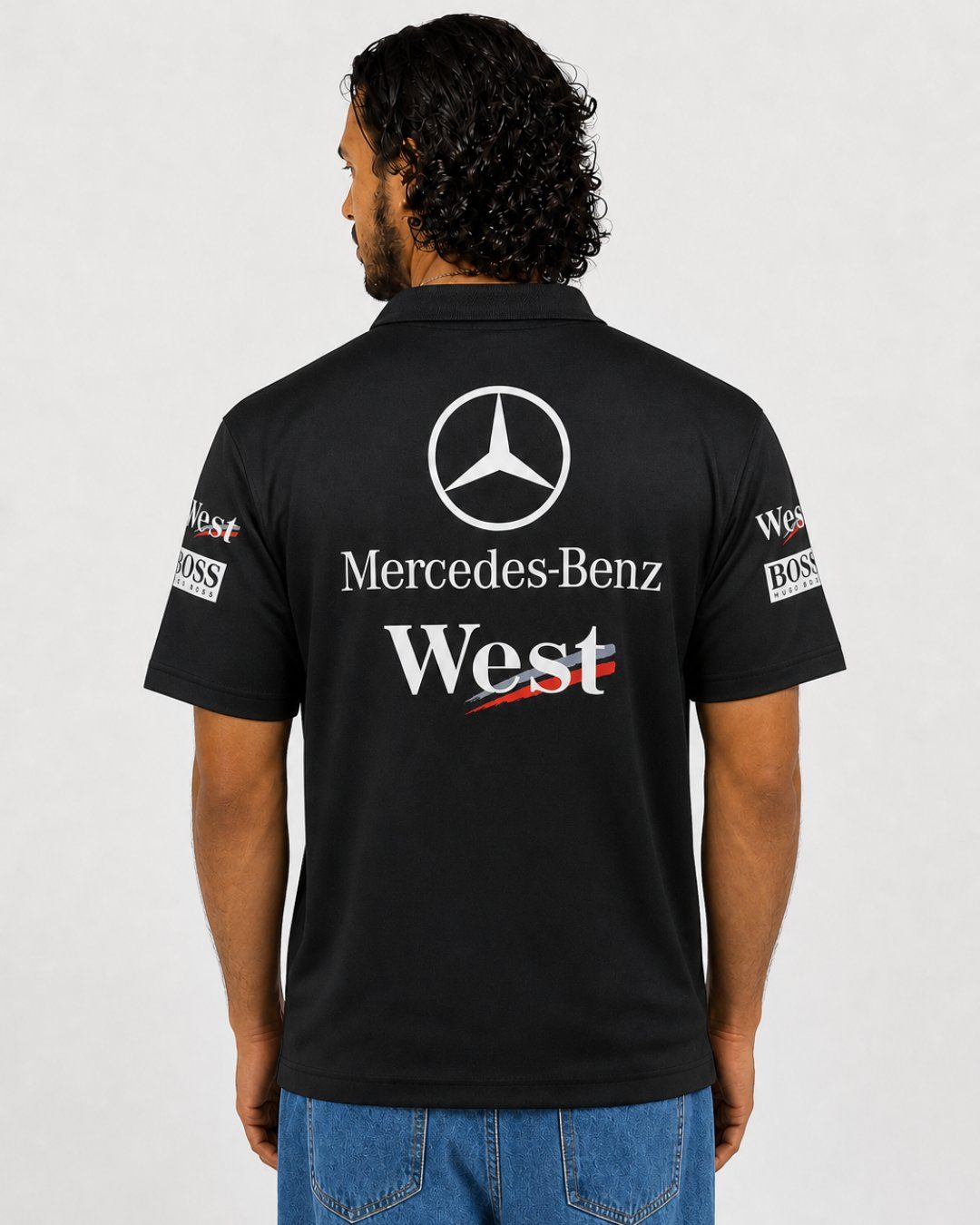 Camisa Polo Mclaren West Mercedes Retrô Preta
