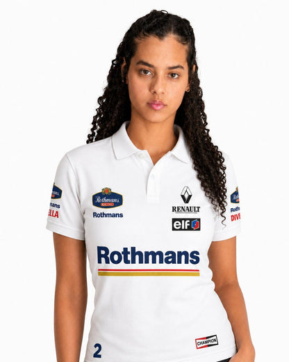 Camisa Polo Wlliams Retrô Rothmans Racing Branco