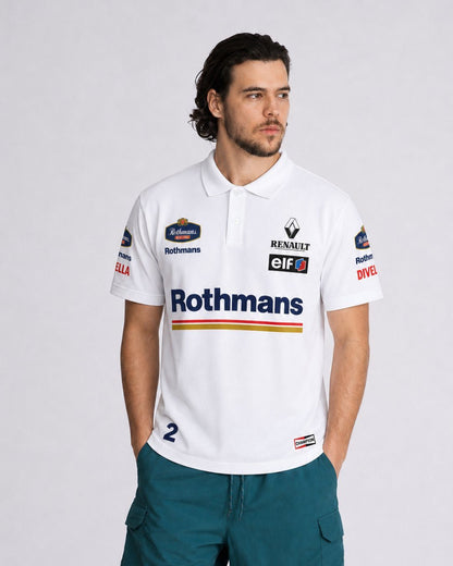 Camisa Polo Wlliams Retrô Rothmans Racing Branco
