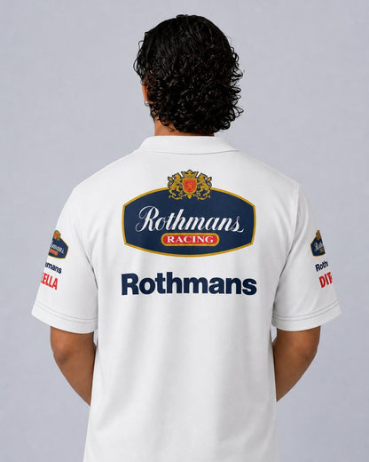 Camisa Polo Wlliams Retrô Rothmans Racing Branco