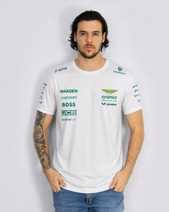 Camiseta Algodão Aston Martin Equipe Branco 2025