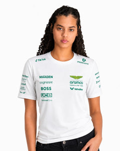Camiseta Algodão Aston Martin Equipe Branco 2025