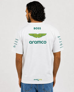 Camiseta Algodão Aston Martin Equipe Branco 2025