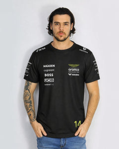 Camiseta Algodão Aston Martin Fernando Alonso Preto 2025