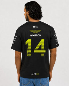 Camiseta Algodão Aston Martin Fernando Alonso Preto 2025