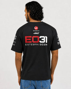 Camiseta Algodão Haas Esteban Ocon Preto 2025