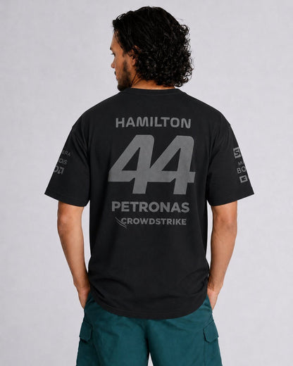 Camiseta Algodão Lewis Hamilton Mercedes 2024 All Black