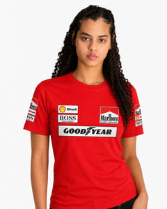 Camiseta Algodão Mclaren Marlboro Retrô anos 90 Vermelha