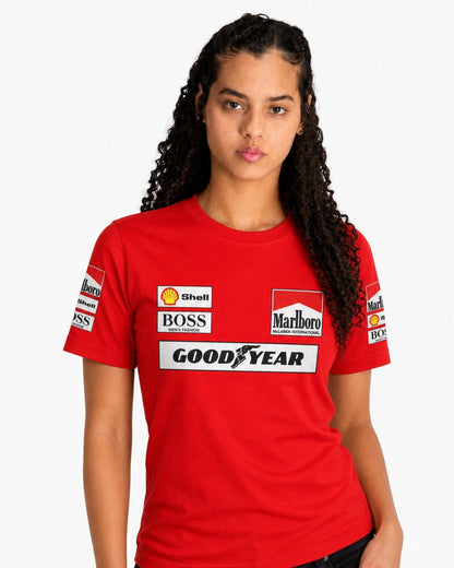Camiseta Algodão Mclaren Marlboro Retrô anos 90 Vermelha
