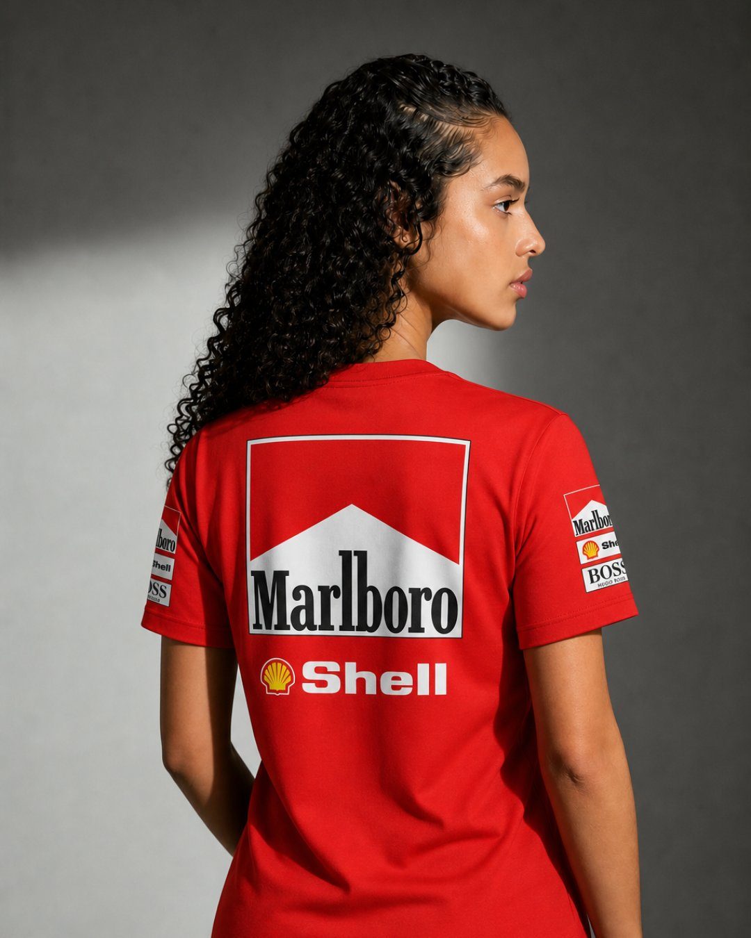 Camiseta Algodão Mclaren Marlboro Retrô anos 90 Vermelha