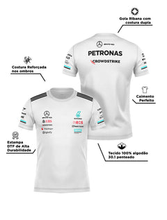 Camiseta Algodão Mercedes Equipe Branco 2025