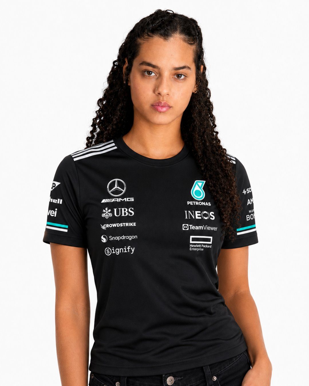 Camiseta Algodão Mercedes Equipe Preto 2025