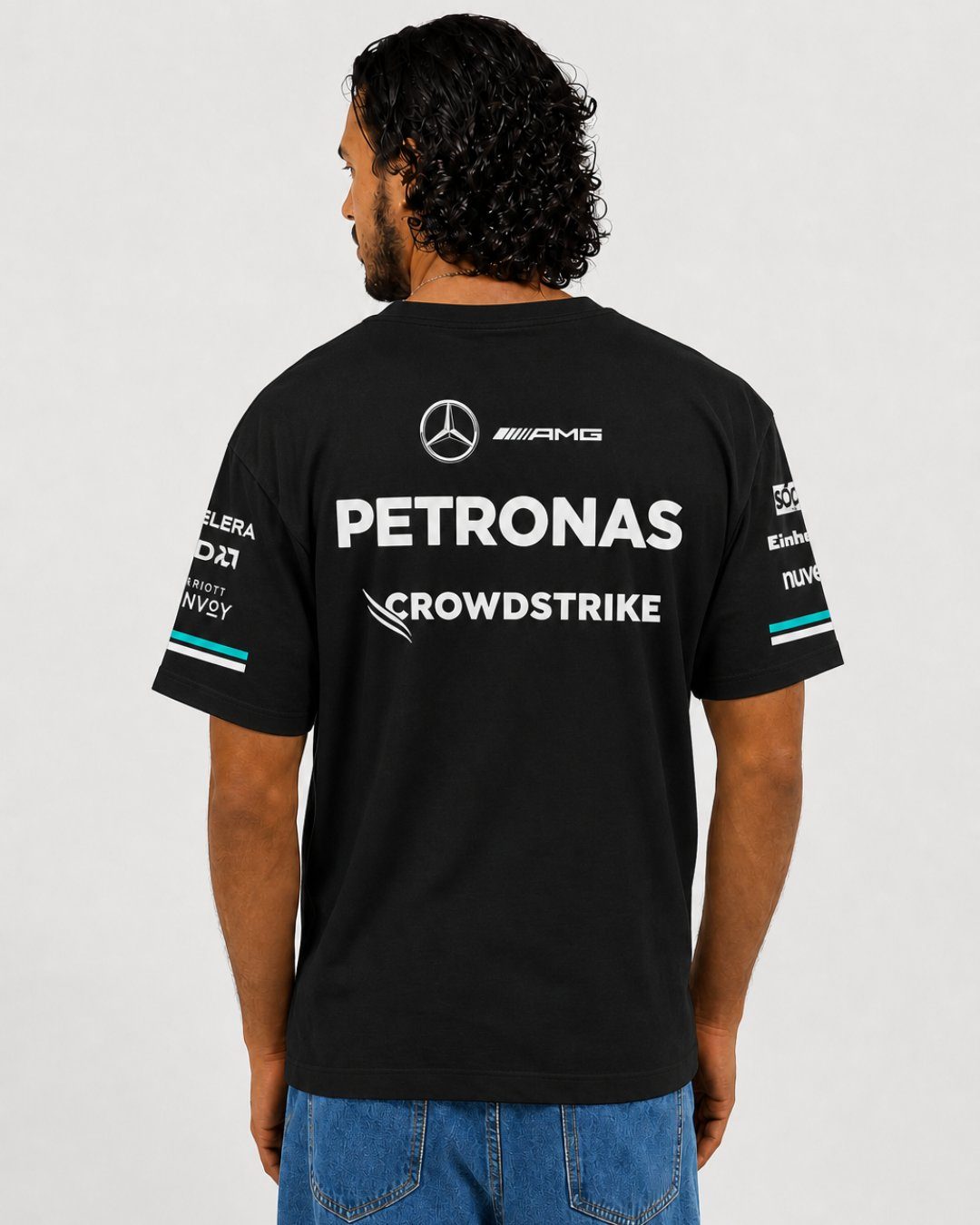 Camiseta Algodão Mercedes Equipe Preto 2025