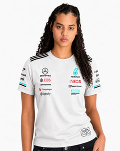 Camiseta Algodão Mercedes George Russell Branco 2025