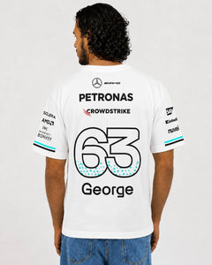 Camiseta Algodão Mercedes George Russell Branco 2025