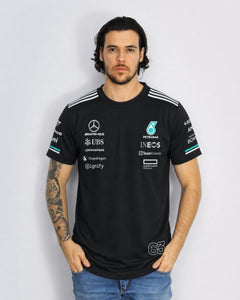 Camiseta Algodão Mercedes George Russell Preto 2025