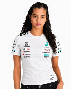 Camiseta Algodão Mercedes Kimi Antonelli Branco 2025