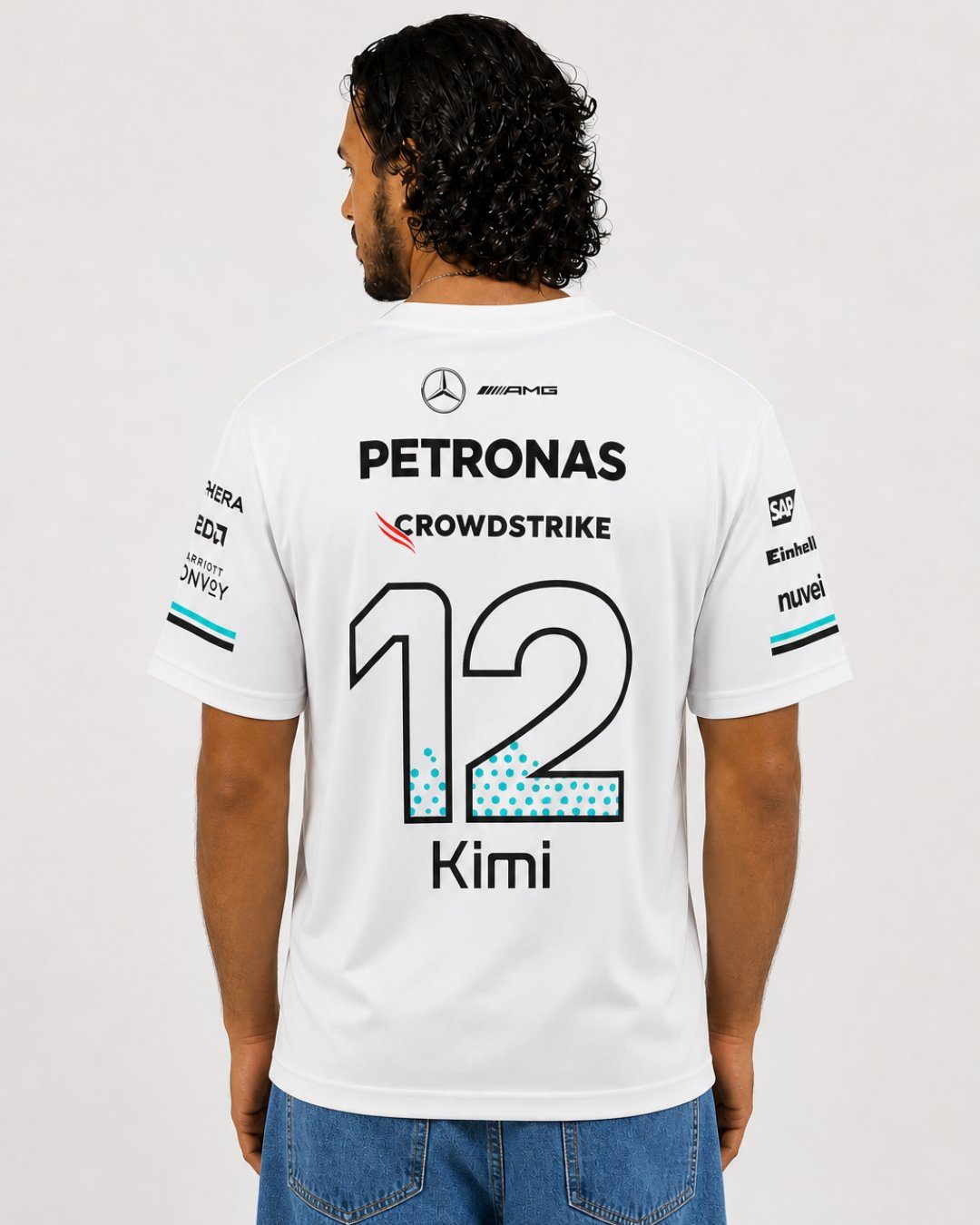 Camiseta Algodão Mercedes Kimi Antonelli Branco 2025