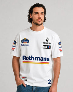 Camiseta Algodão Williams Retrô Rothmans Racing Branco
