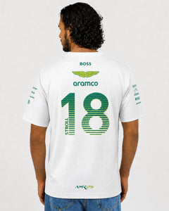 Camiseta Dryfit Aston Martin Lance Stroll Branco 2025