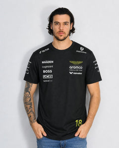 Camiseta Dryfit Aston Martin Lance Stroll Preto 2025