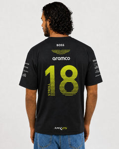 Camiseta Dryfit Aston Martin Lance Stroll Preto 2025