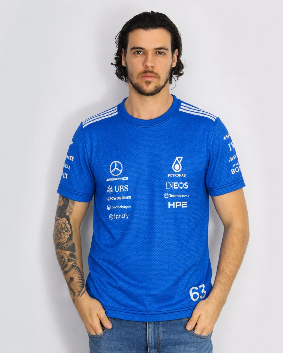 Camiseta Dryfit George Russell Mercedes Blue Edition