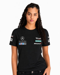 Camiseta DryFit Mclaren West Mercedes Retrô Preta