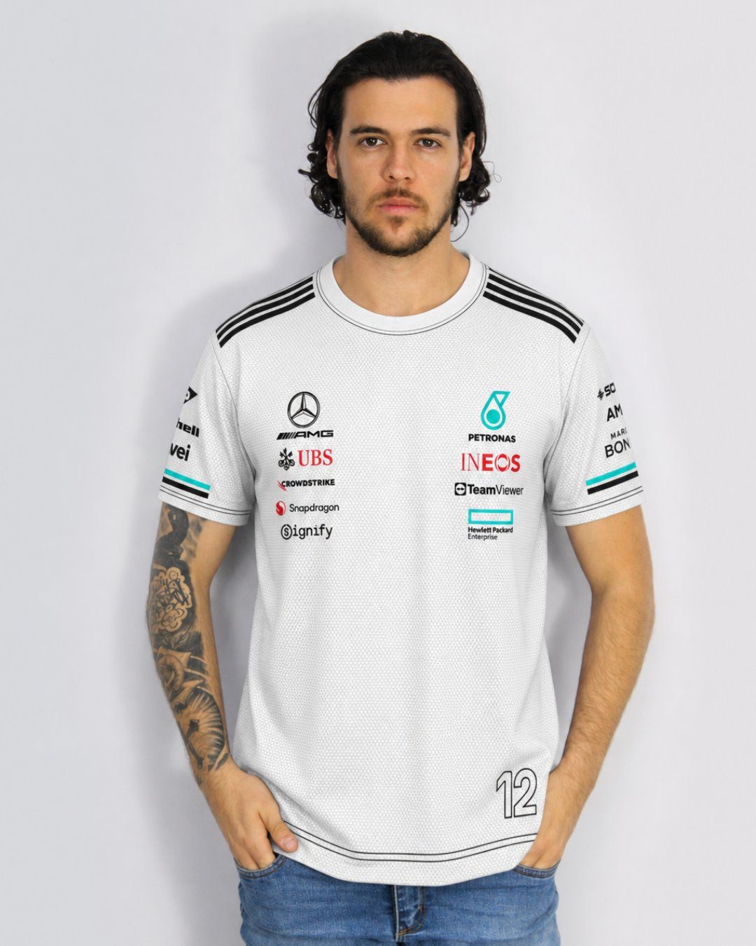 Camiseta Dryfit Mercedes Kimi Antonelli Branco 2025