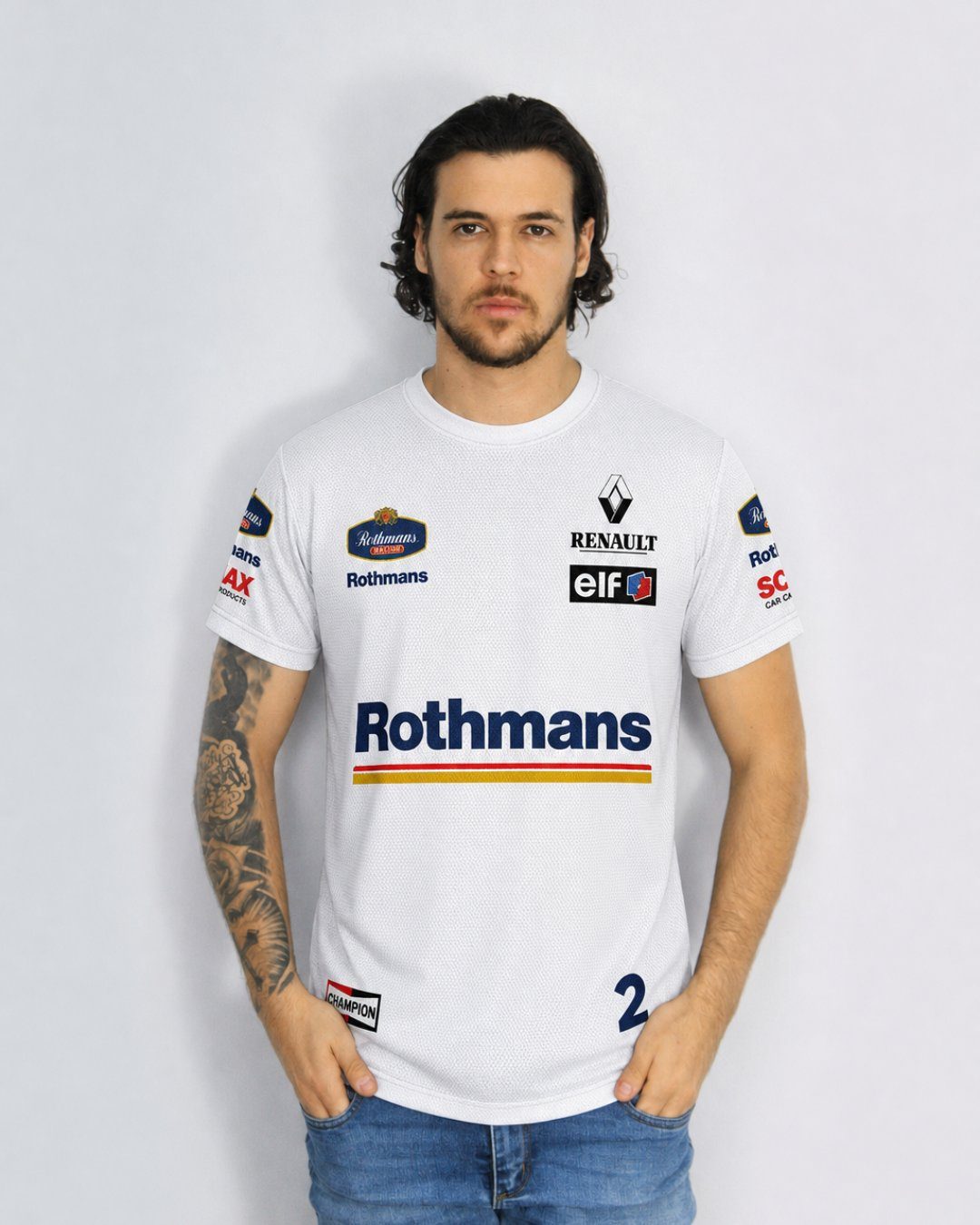 Camiseta DryFit Williams Retrô Rothmans Racing Branco
