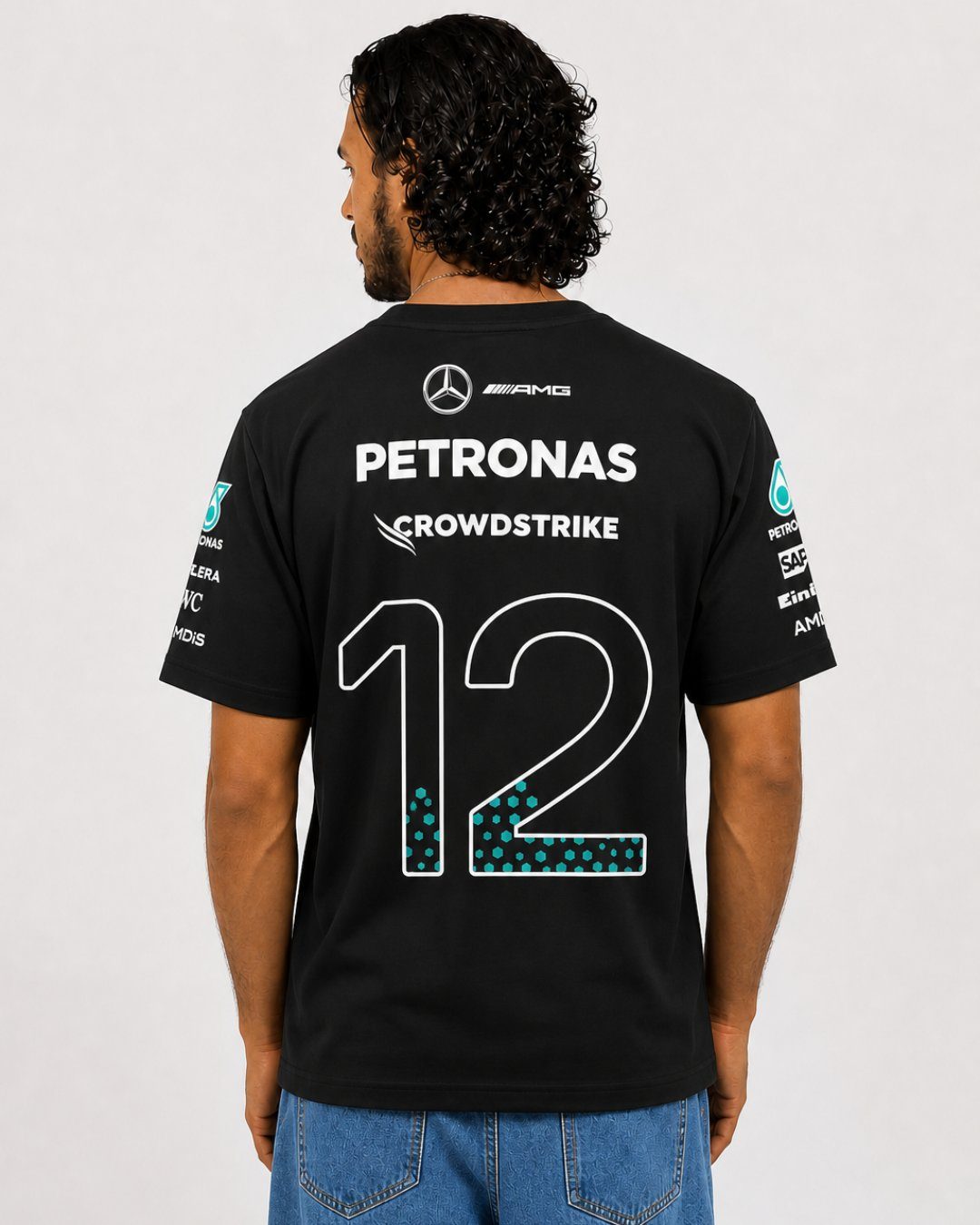 Camiseta Kimi Antonelli Mercedes F1 2026 Preta Algodão