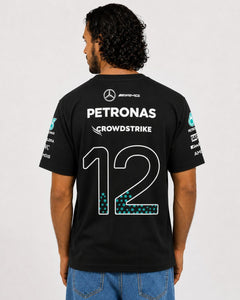Camiseta Kimi Antonelli Mercedes F1 2026 Preta Algodão