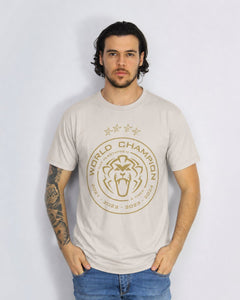 Camiseta Max Verstappen Campeão Mundial 2024 Off White Algodão