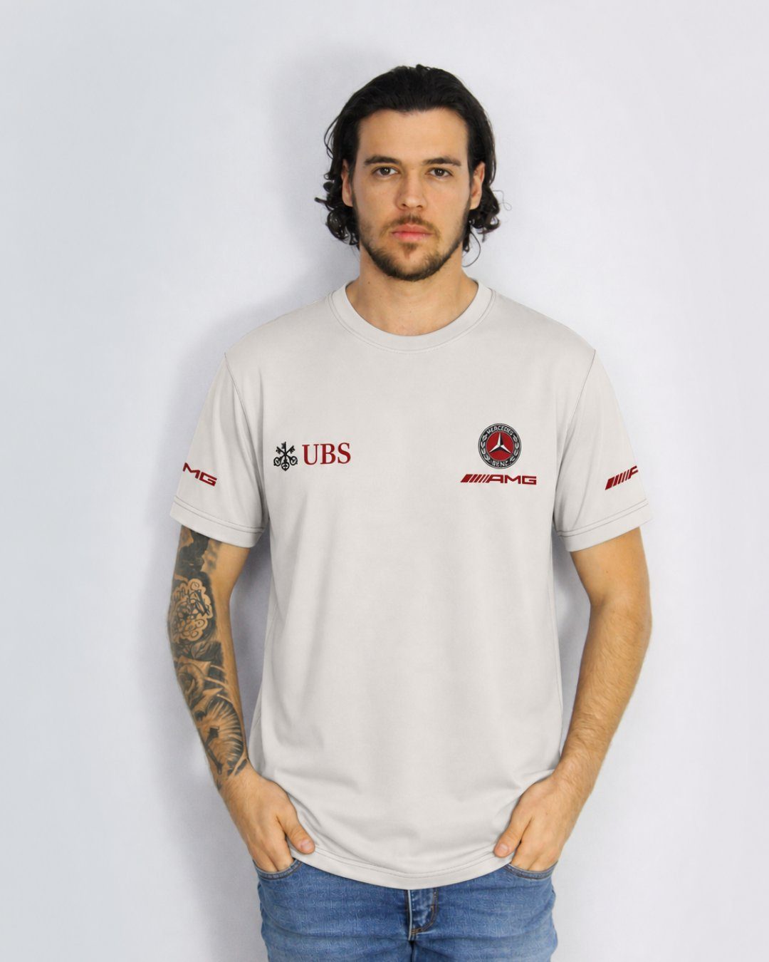 Camiseta Mercedes Logo Retrô Off White Algodão
