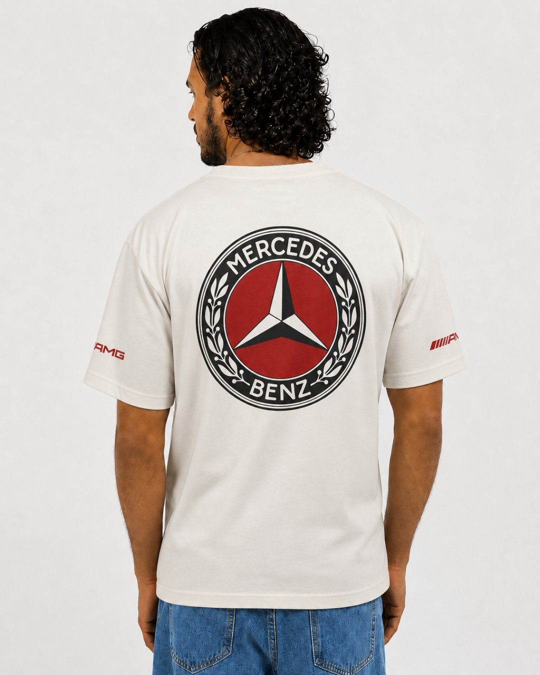 Camiseta Mercedes Logo Retrô Off White Algodão