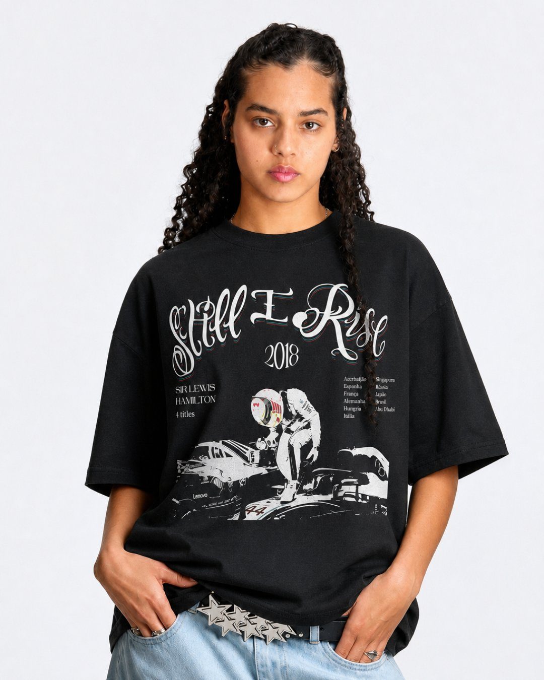 Camiseta Oversized Lewis Hamilton Mercedes 2018 Algodão