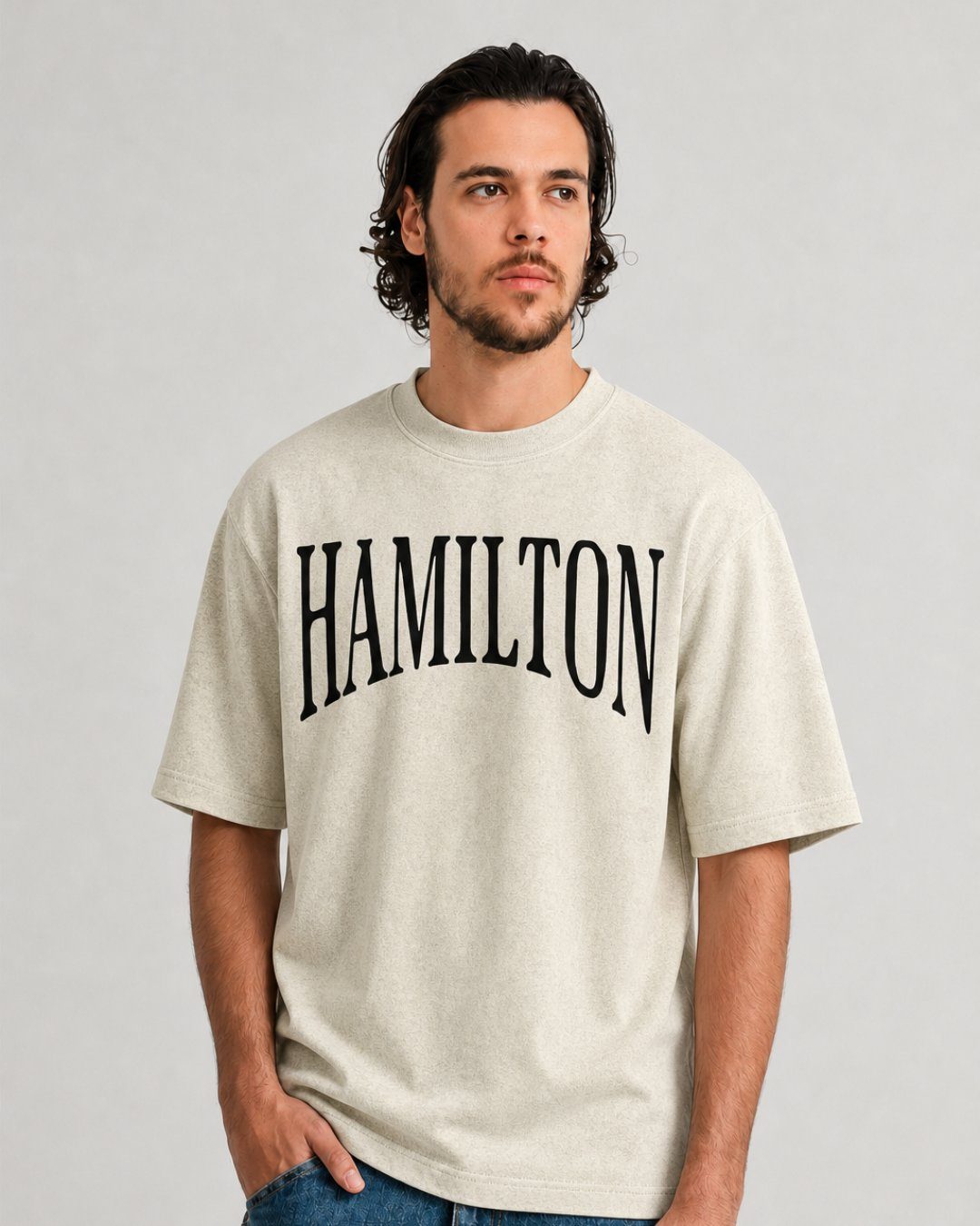 Camiseta Oversized Lewis Hamilton Off White Card